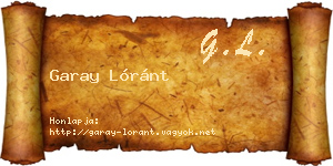 Garay Lóránt névjegykártya